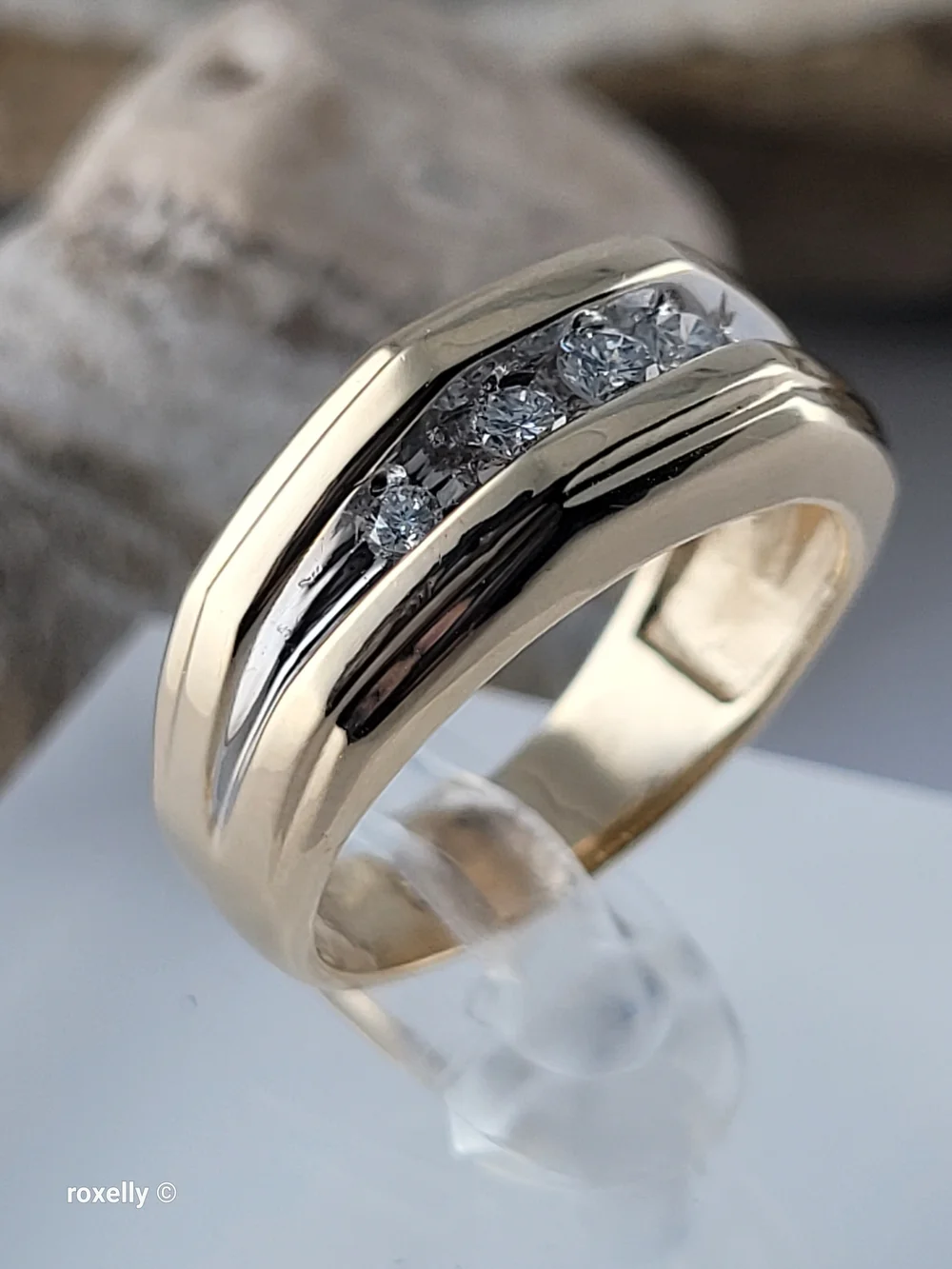 14K Yellow Gold Genuine Diamonds Band Ring Size 6.75, Solid Gold! 👌🎁